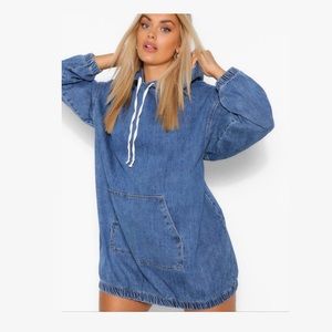 Denim hooded dress -Boohoo